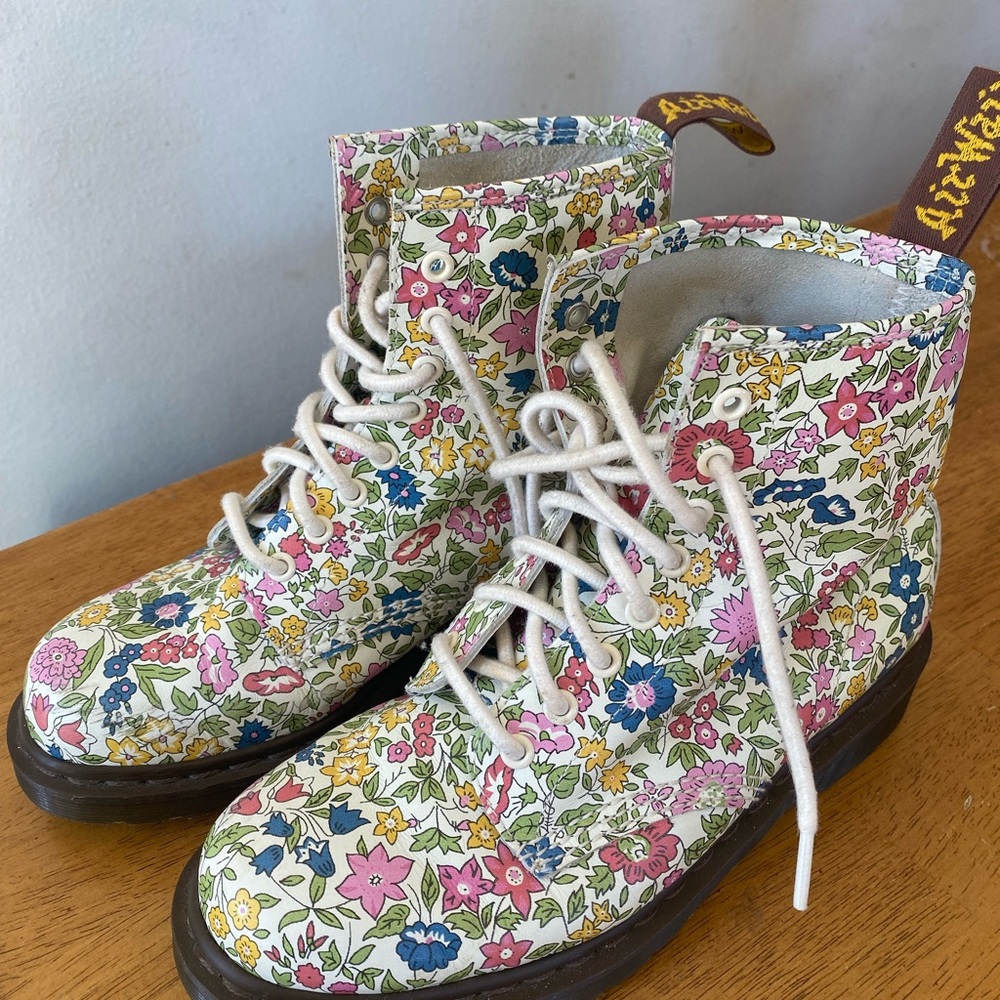 Dr. Martens Multicolor Floral Combat Boots - Picture 2 of 5